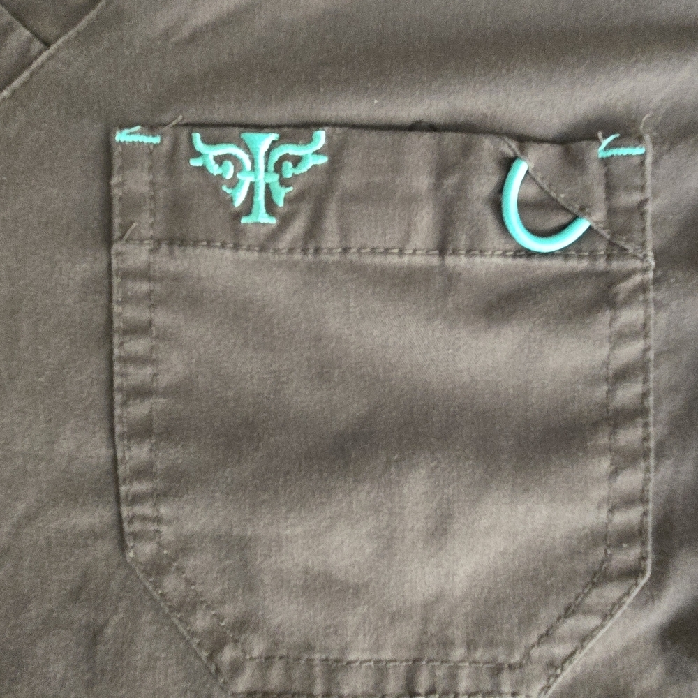 Dark Grey Med Couture V-Neck Scrub Top Women's Size Small - Picture 2 of 4